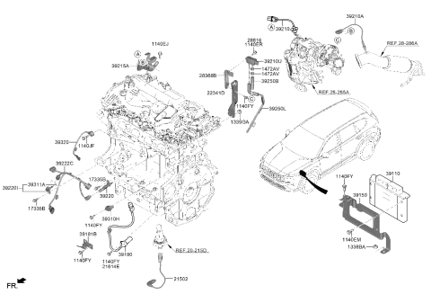 2023 Hyundai Santa Fe Hybrid Sensor-Crankshaft Position Diagram for 39180-2M612