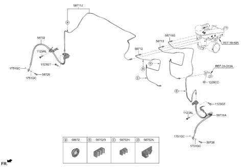 2023 Hyundai Santa Fe Hybrid US Alabama made Brake Fluid Line Diagram 1