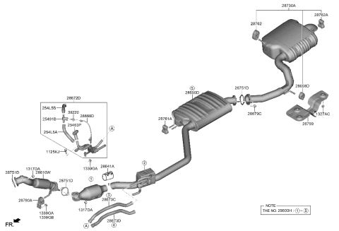 2023 Hyundai Santa Fe Hybrid MUFFLER ASSY-REAR Diagram for 28710-GA100