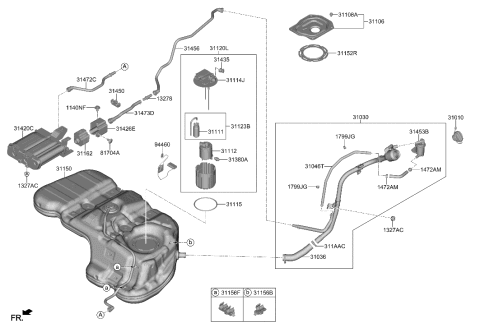 2023 Hyundai Santa Fe Hybrid Hose-Fuel Filler Neck Diagram for 31036-R5500