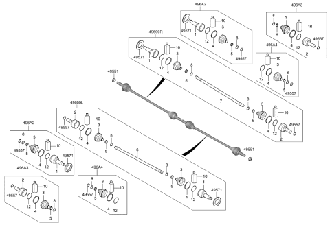 2023 Hyundai Santa Fe Hybrid US Alabama made Drive Shaft (Rear) Diagram