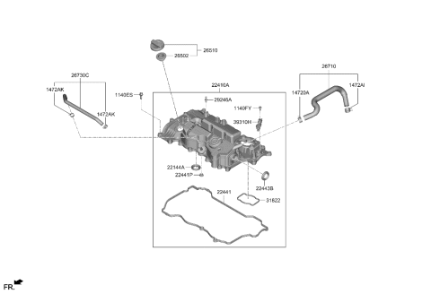 2023 Hyundai Santa Fe Hybrid US Alabama made Rocker Cover Diagram