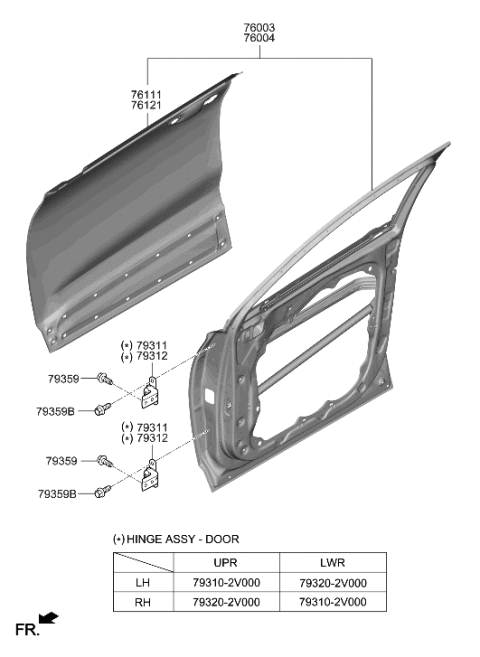 2023 Hyundai Santa Fe Hybrid US Alabama made Front Door Panel Diagram