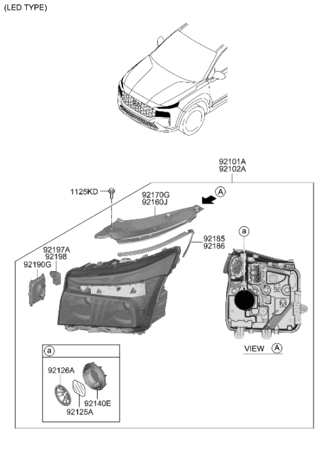 2023 Hyundai Santa Fe Hybrid US Alabama made Head Lamp Diagram 2