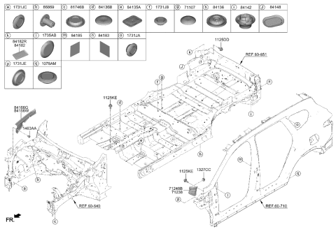 2023 Hyundai Santa Fe Hybrid US Alabama made Isolation Pad & Plug Diagram 1