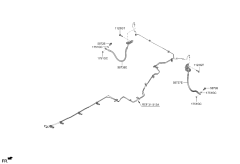 2023 Hyundai Santa Fe Hybrid US Alabama made Brake Fluid Line Diagram 2