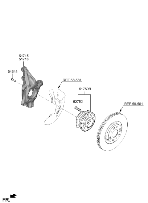 2023 Hyundai Santa Fe Hybrid US Alabama made Front Axle Diagram