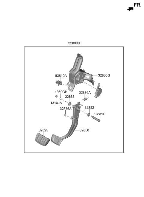 2023 Hyundai Santa Fe Hybrid US Alabama made Brake & Clutch Pedal Diagram
