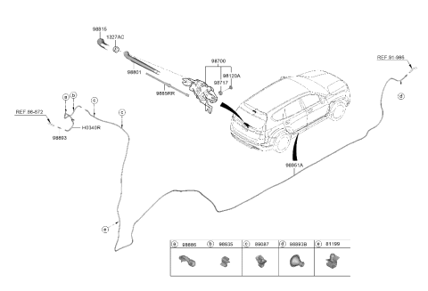 2023 Hyundai Santa Fe Hybrid US Alabama made Rear Wiper & Washer Diagram