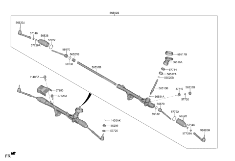 2023 Hyundai Santa Fe Hybrid Power Steering Gear Box Diagram