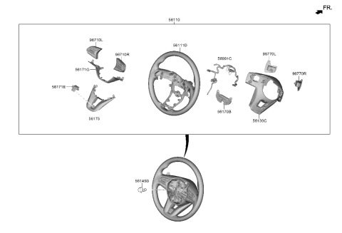 2000 Hyundai Elantra Cover Assembly-Steering Wheel LWR Diagram for 56120-S1100-VV2