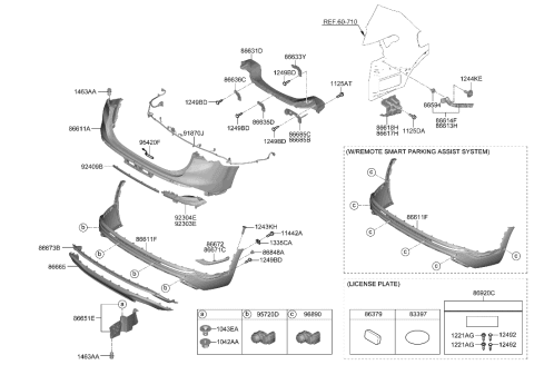 2023 Hyundai Santa Fe Hybrid US Alabama made Rear Bumper Diagram
