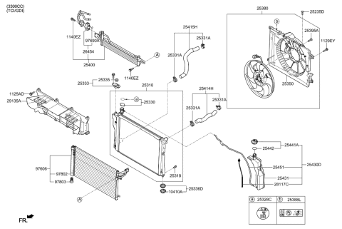 2019 Hyundai Genesis G80 Cooler Assembly-Transmission Oil Diagram for 25400-B1000