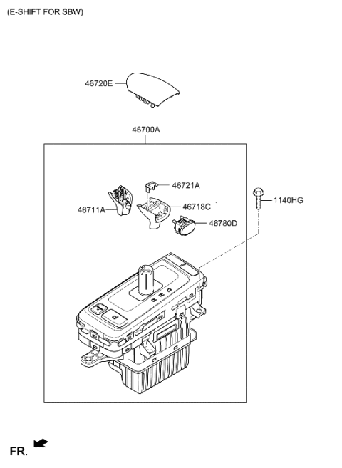 2020 Hyundai Genesis G80 Shift Lever Control (ATM) Diagram 2