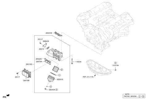 2020 Hyundai Genesis G80 Front Case & Oil Filter Diagram 6