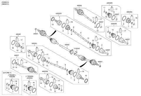 2008 Hyundai Elantra Touring Boot Kit-Front Axle Differential Side Diagram for 49542-D2100