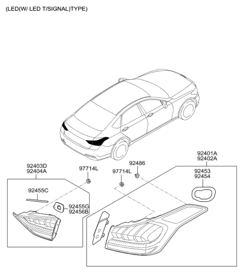 2017 Hyundai Genesis G80 Lamp Assembly-Rear Combination,LH Diagram for 92403-B1630