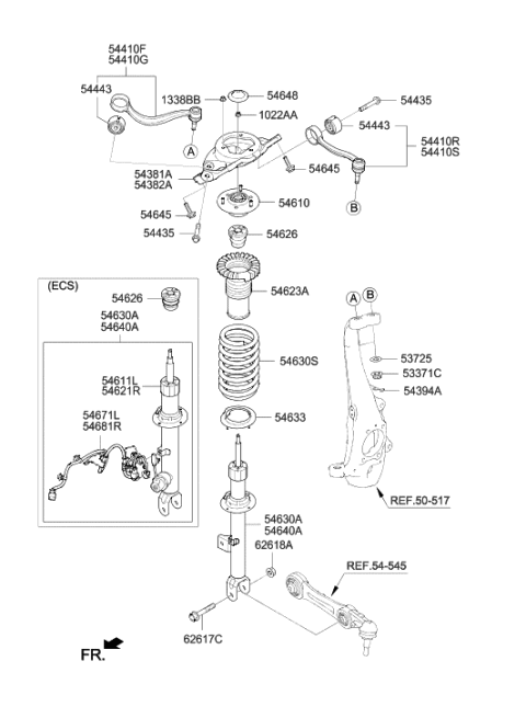 2020 Hyundai Genesis G80 Front Spring & Strut Diagram 1