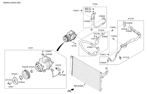 2017 Hyundai Genesis G80 Air conditioning System-Cooler Line Diagram 1