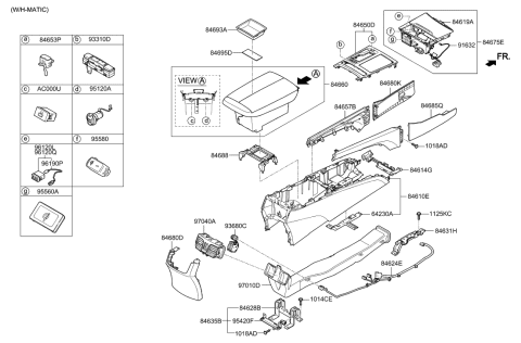 2019 Hyundai Genesis G80 Switch Assembly-Console Diagram for 93310-B1105-4X