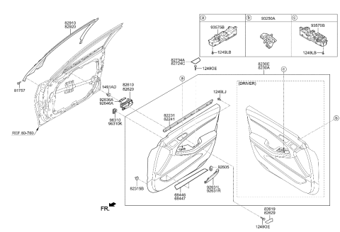 2020 Hyundai Genesis G80 Panel Assembly-Front Door Trim,LH Diagram for 82305-B1201-4WY