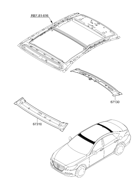 2017 Hyundai Genesis G80 Roof Panel Diagram 2