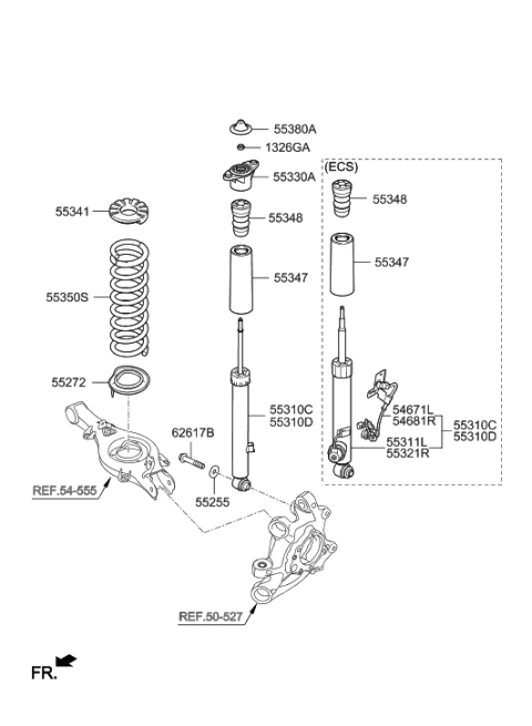 2009 Hyundai Elantra Touring Rear Shock Absorber Dust Cover Diagram for 55316-B1000