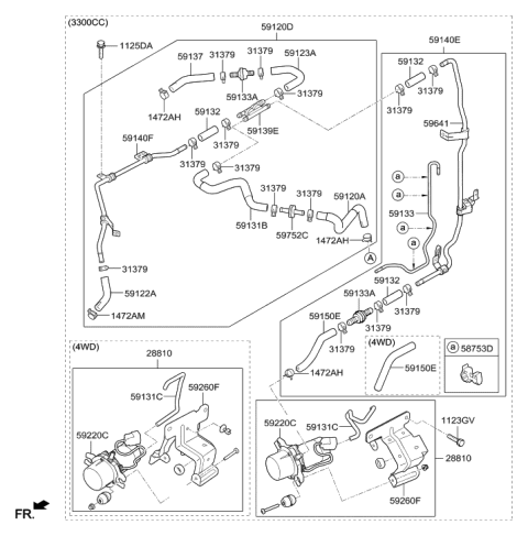 2017 Hyundai Genesis G80 Hose Assembly-Vacuum Diagram for 59122-B1500