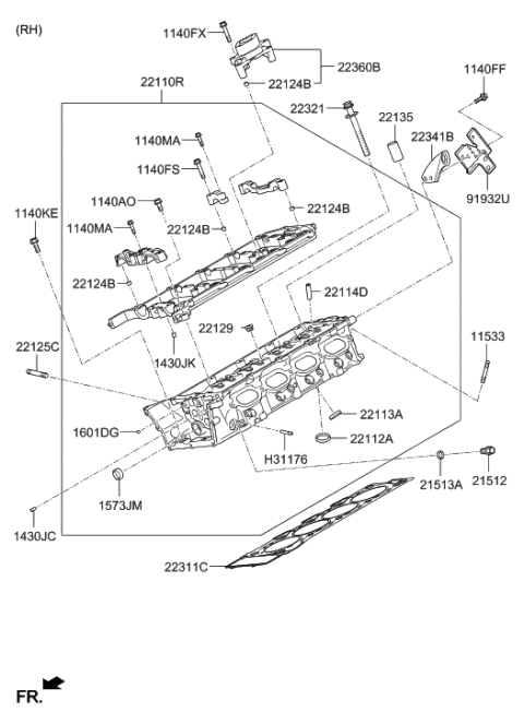 2020 Hyundai Genesis G80 Cylinder Head Diagram 3