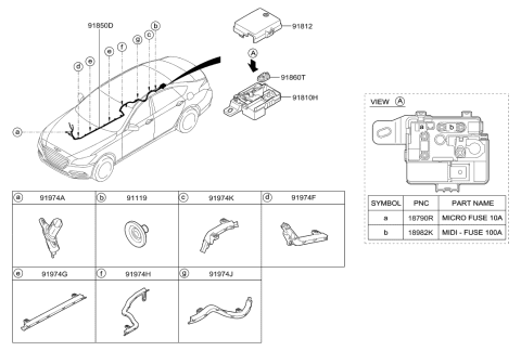 2020 Hyundai Genesis G80 Wiring Assembly-Battery Diagram for 91850-B1010