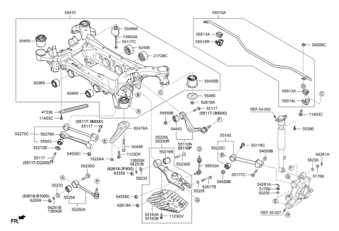 2020 Hyundai Genesis G80 Bar Assembly-Rear Stabilizer Diagram for 55510-D2160