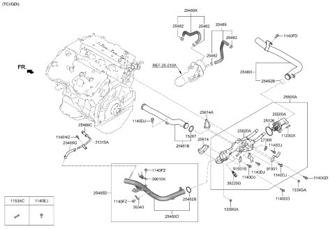 2017 Hyundai Genesis G80 Coolant Pipe & Hose Diagram 4