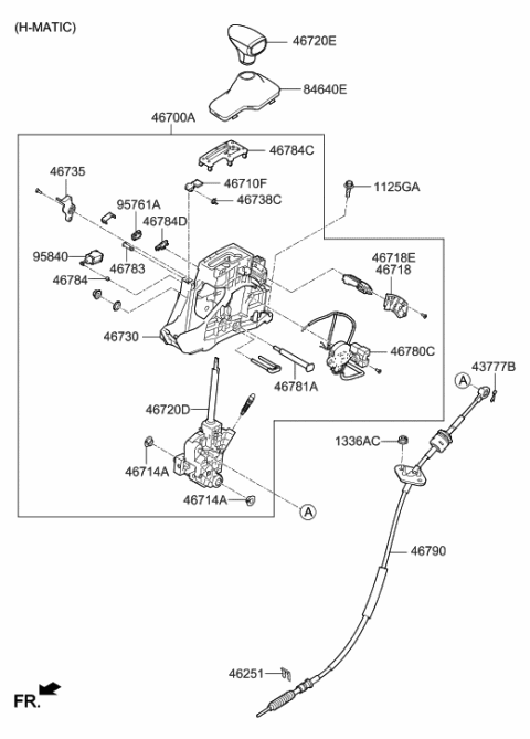 2020 Hyundai Genesis G80 Lever Assembly-Automatic Transmission Diagram for 46700-B1350