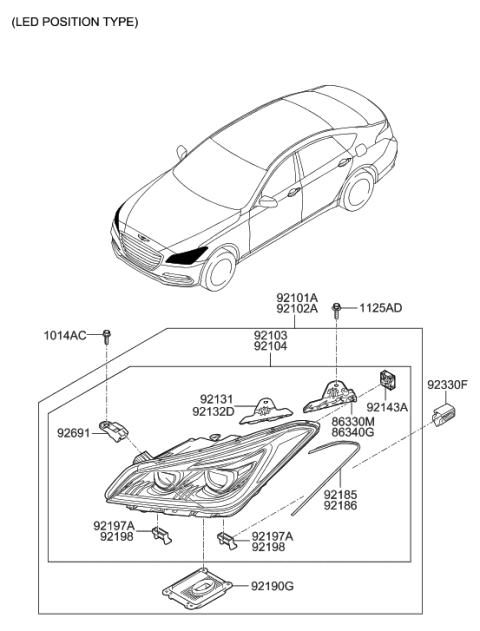 2019 Hyundai Elantra GT L.E.D Driver Module-HEADLAMP Diagram for 92190-B1500