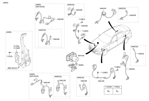 2018 Hyundai Genesis G80 Sensor Assembly-Wheel Speed,RH Diagram for 59930-B1010