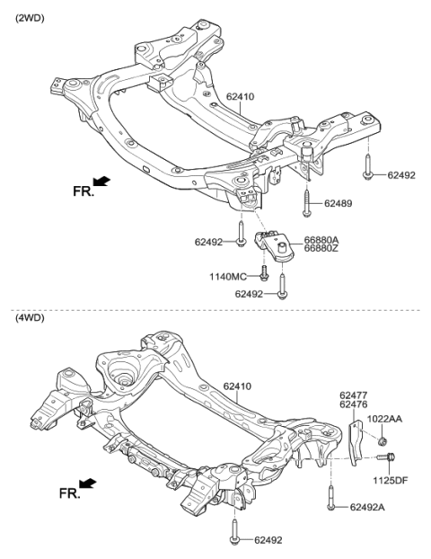 2009 Hyundai Elantra Touring Crossmember Assembly-Front Diagram for 62410-D2000