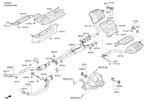 2023 Hyundai Genesis G90 Front Muffler Assembly, Right Diagram for 28601-D2520