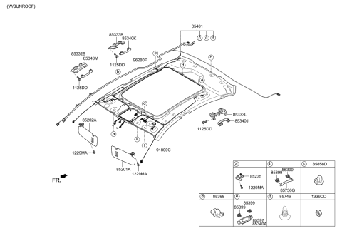 2020 Hyundai Genesis G80 Sunvisor & Head Lining Diagram 2