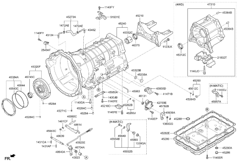 2019 Hyundai Elantra GT Bracket-Roll Rod Support Diagram for 45931-4J000