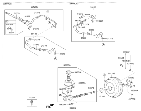 2020 Hyundai Genesis G80 Booster Assembly-Brake Diagram for 59110-B1400