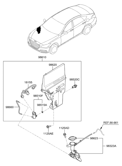 2020 Hyundai Genesis G80 Windshield Washer Diagram 1