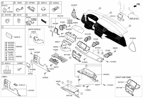 2009 Hyundai Elantra Touring Front Bumper Grille License Plate Moulding Diagram for 86519-B1510