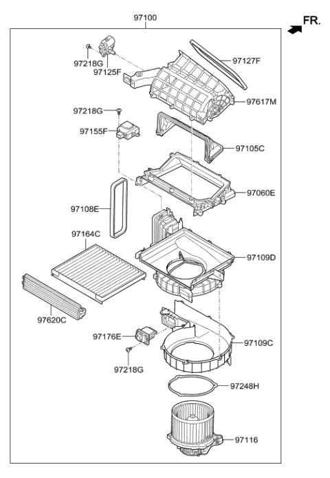 2020 Hyundai Genesis G80 Case-Blower,Lower Diagram for 97112-B1000