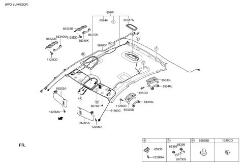 2017 Hyundai Genesis G80 Sun Visor Assembly, Left Diagram for 85201-B1911-RRY