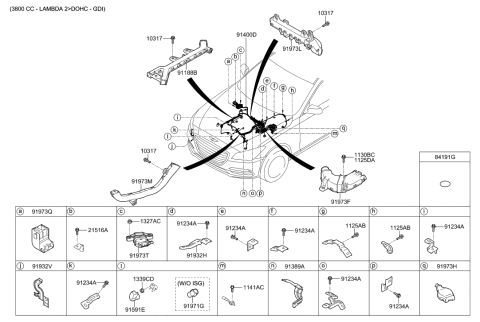 2020 Hyundai Genesis G80 Bracket-Wiring Mounting Diagram for 91931-B1510