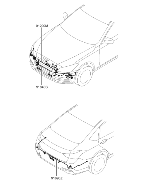 2017 Hyundai Genesis G80 Wiring Assembly-Fws Ext Diagram for 91845-B1090