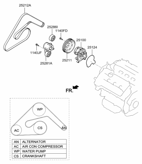 2018 Hyundai Genesis G80 Coolant Pump Diagram 3