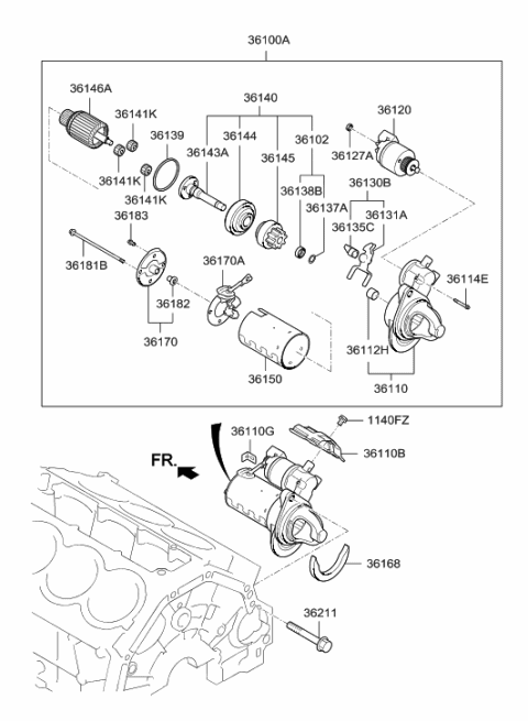 2019 Hyundai Genesis G80 Shaft Assembly-Clutch Diagram for 36140-3F110