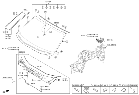 2019 Hyundai Genesis G80 Windshield Glass Diagram