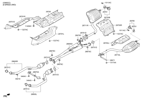 2017 Hyundai Genesis G80 Muffler & Exhaust Pipe Diagram 1